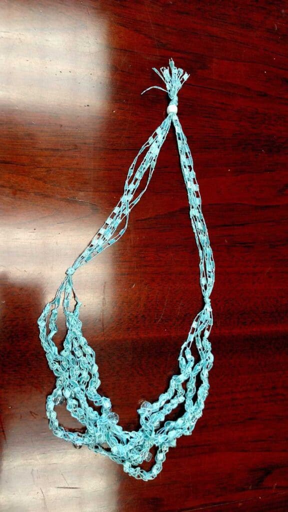 crochet aqua necklace