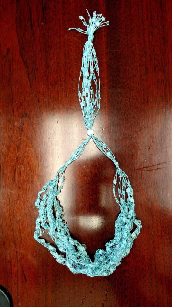 Crocheted Necklace https://www.b4andafters.com aqua crochet necklace