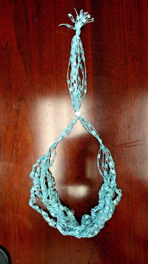 aqua crochet necklace