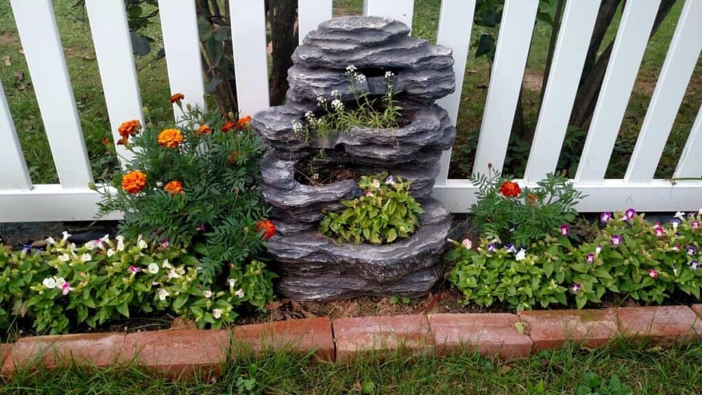 repurposed waterfall into a planter