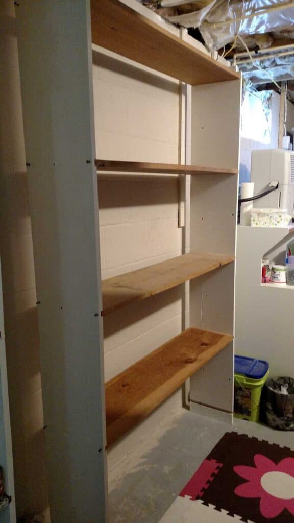 Basement Shelves http://www.b4andafters.com shelves unpainted