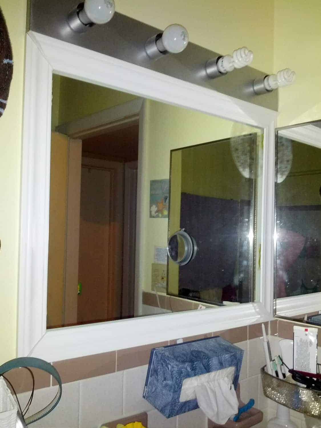 Framing a Mirror http://www.b4andafters.com mirror with cut molding around it