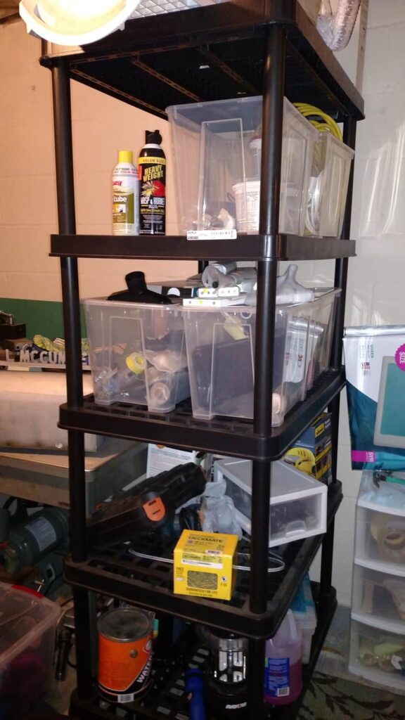 Basement Shelves http://www.b4andafters.com plastic shelving