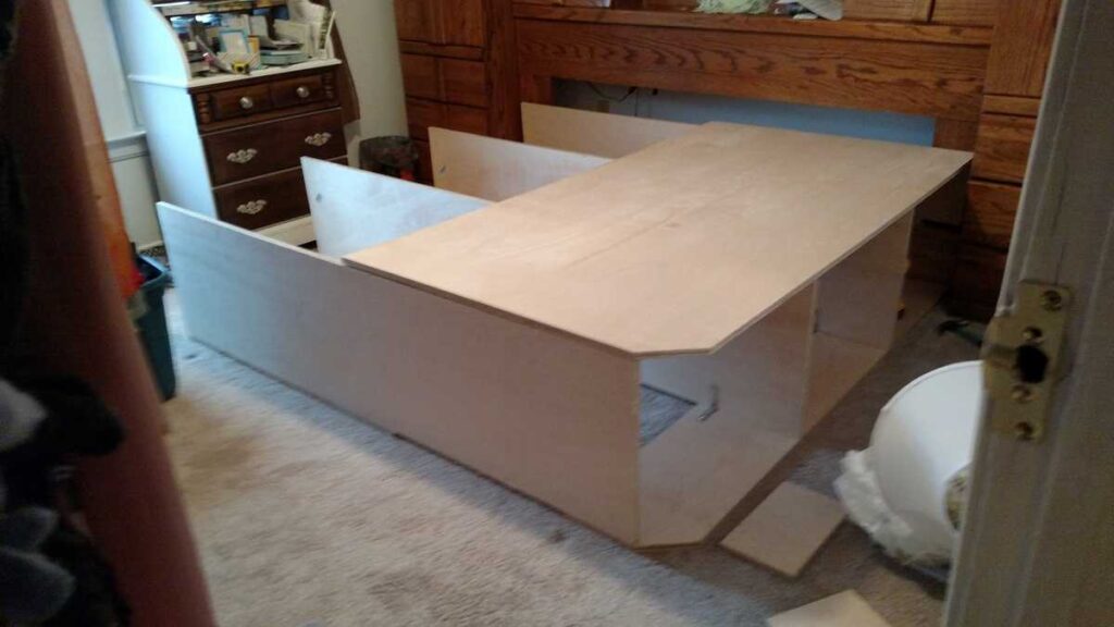 platform bed partially assembled