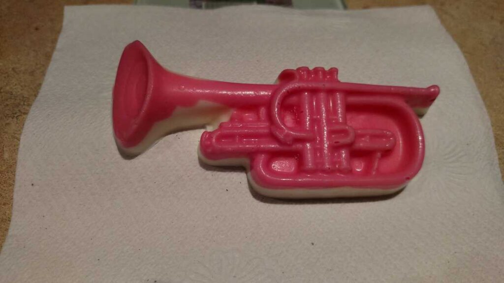 pink and white chocolate trumpet