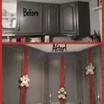 plain cabinets before and after adding felt gingerbread men