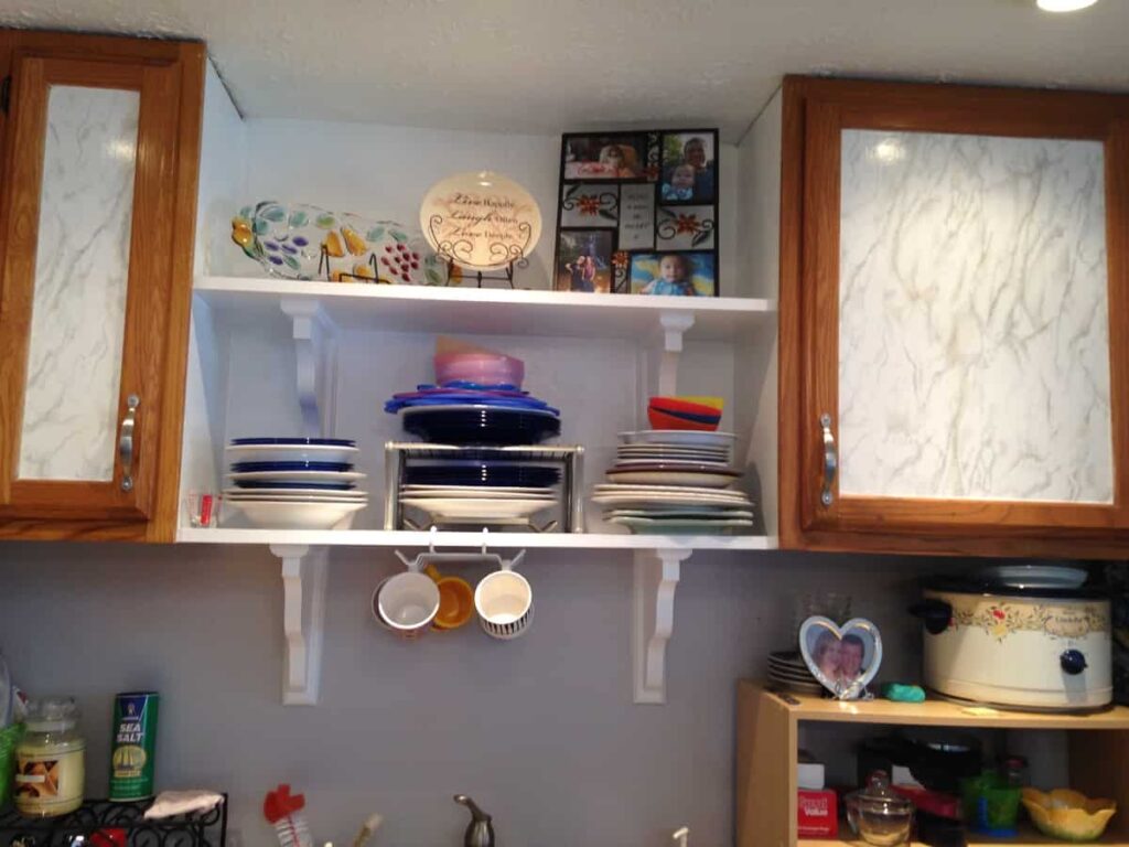 Adding Kitchen Cabinet Open Shelving http://www.b4andafters.com kitchen with open shelving