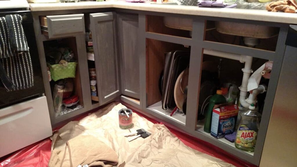 Painting My Kitchen Cabinets Gray https://www.b4andafters.com