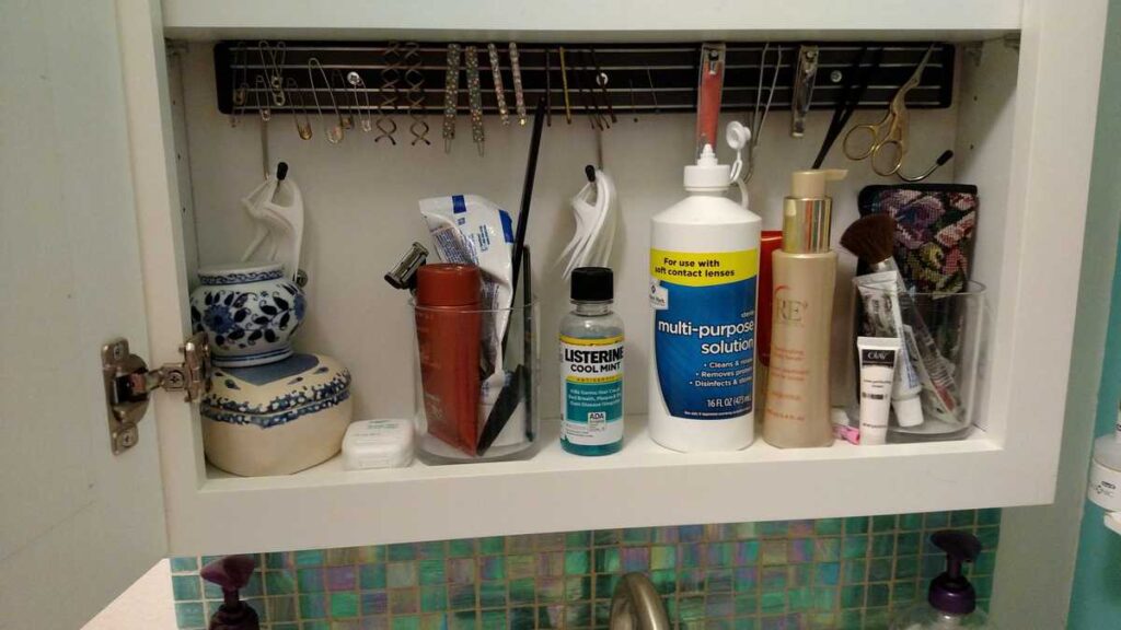 Medicine Cabinet Organization https://www.b4andafters.com bottom shelf of medicine cabinet