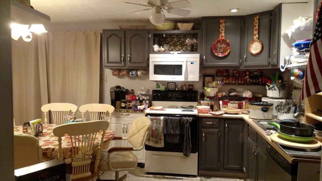 kitchen decorated for fall