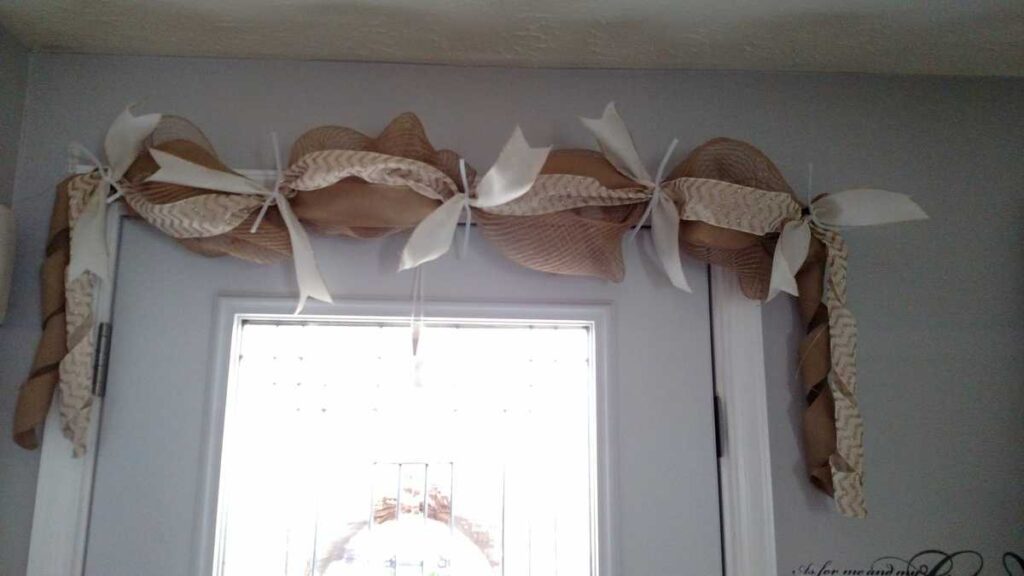 Anchor Burlap Wreath and Swag with Navy Accents https://www.b4andafters.com door swag diy