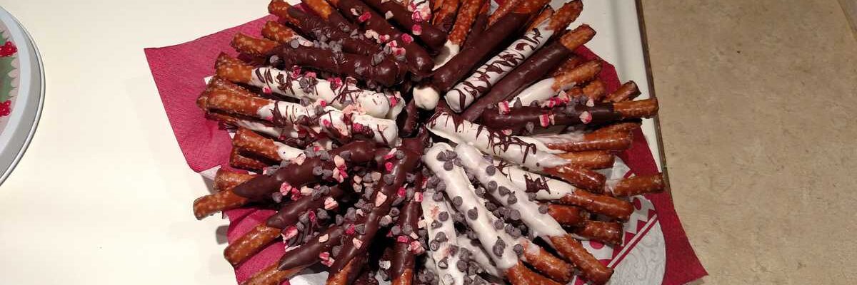 Dark and White chocolate covered pretzel rods