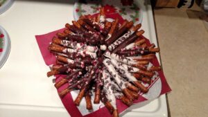 Dark and White chocolate covered pretzel rods