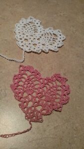crochet heart bookmark