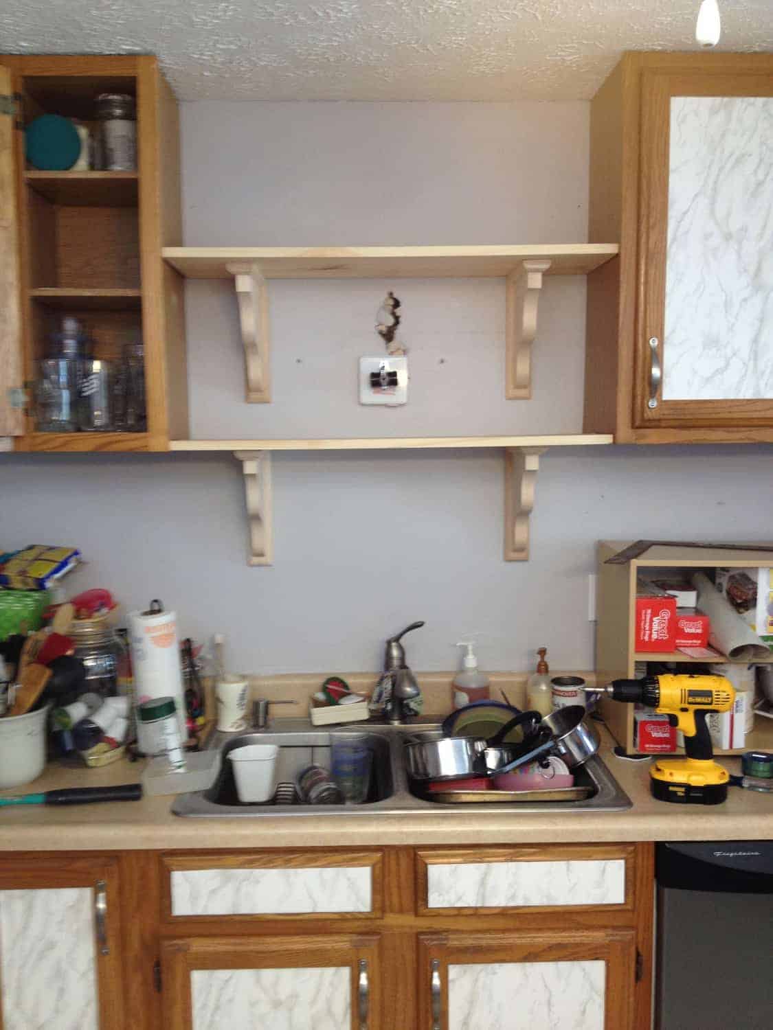 Adding Kitchen Cabinet Open Shelving http://www.b4andafters.com adding open shelving to kitchen