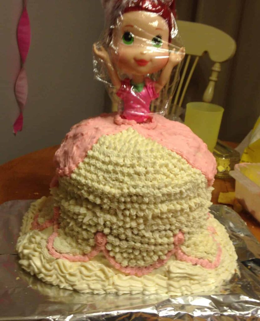 Strawberry Shortcake Doll Princess Cake https://www.b4andafters.com front of doll cake