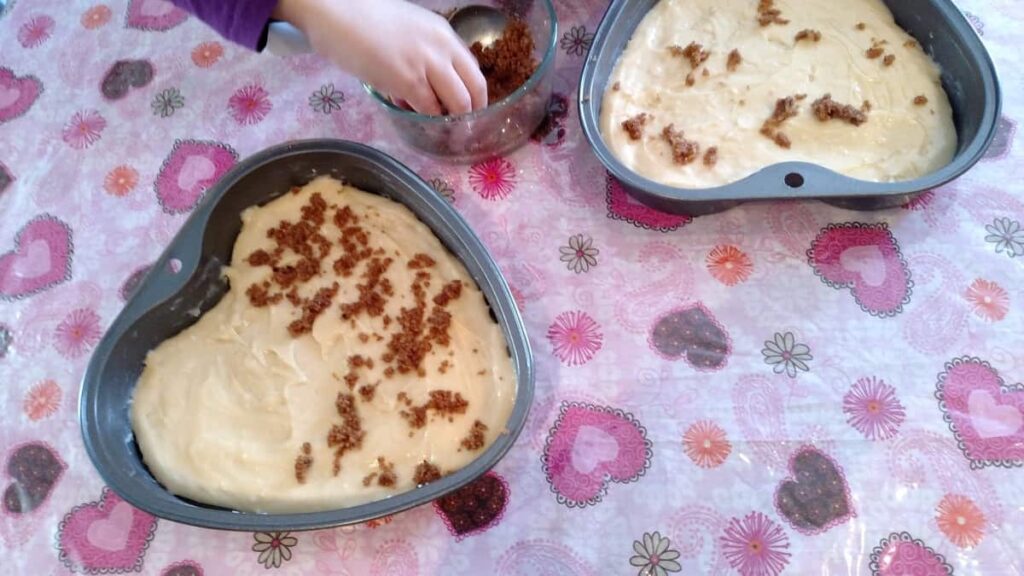 Easy Coffee Cake http://www.b4andafters.com crumbling sugar over the batter