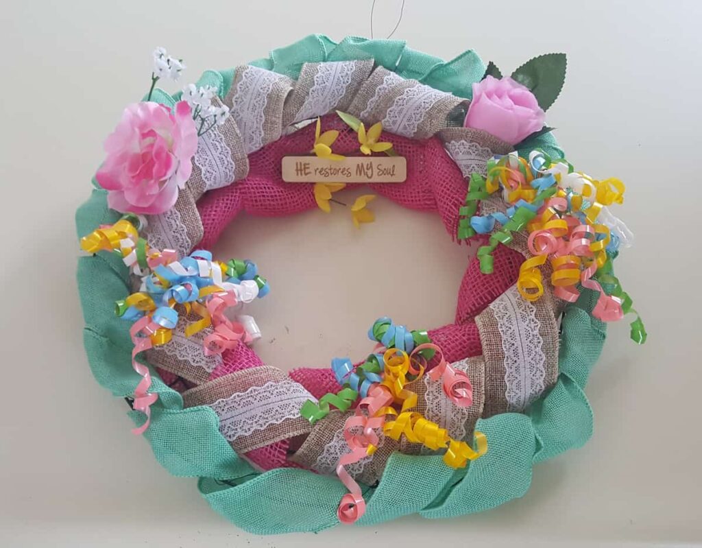 Easter Wreath Made With Dollar Tree Items https://www.b4andafters.com Easter wreath idea