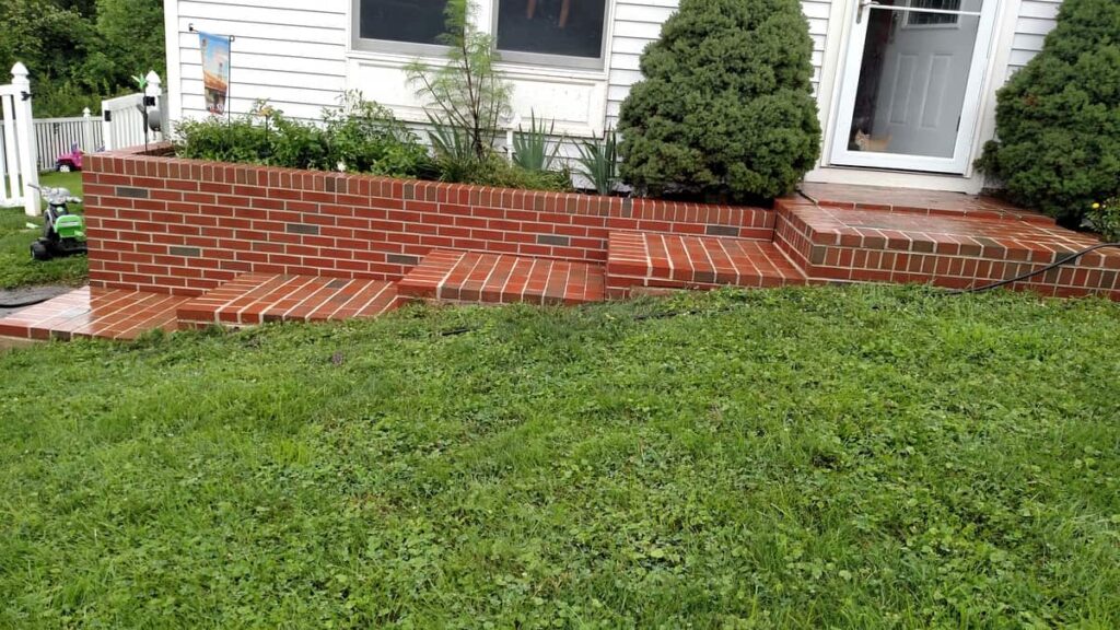 freshly washed brick steps