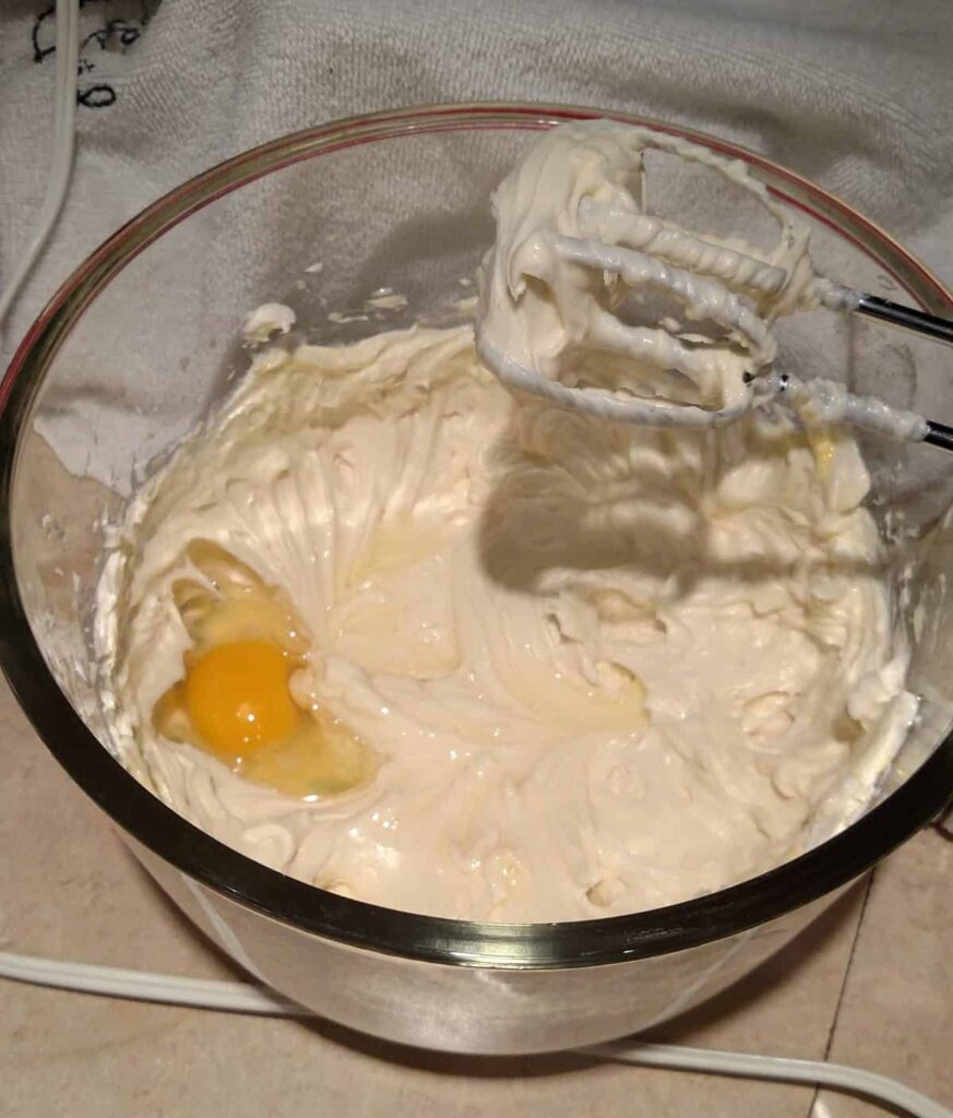 cream cheese mixture with an egg