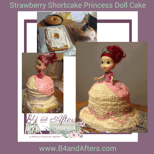 Strawberry Shortcake Doll Princess Cake https://www.b4andafters.com strawberry shortcake doll cake