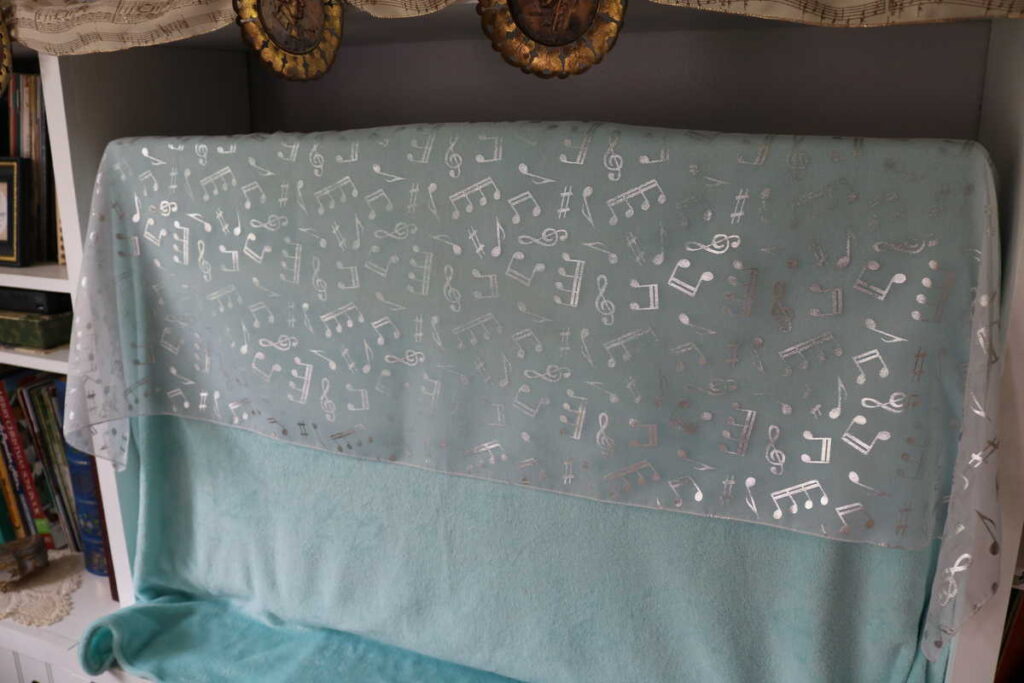 Piano Decor https://www.b4andafters.com music note scarf tv cover