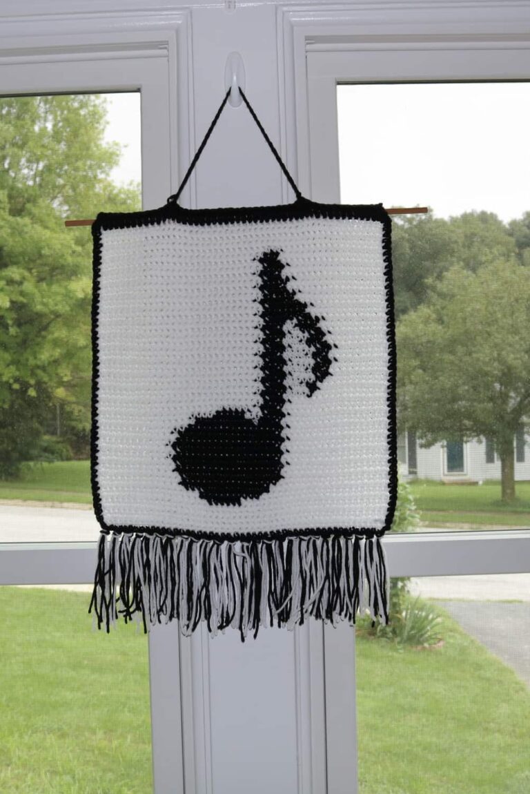 Crocheted Music Note Wall Hanging