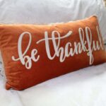 be thankful orange pillow