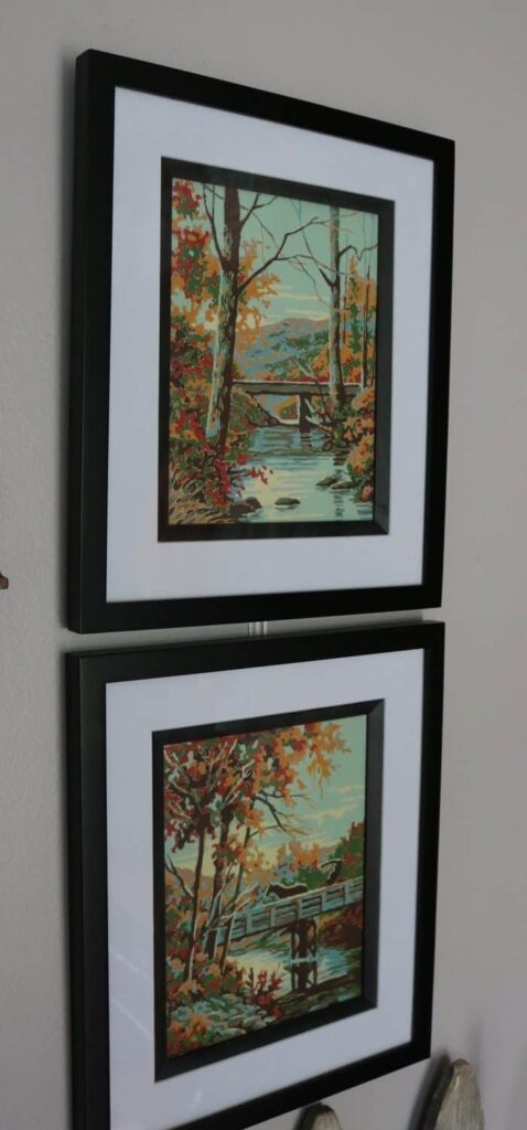 Thanksgiving Kitchen/ Fall Decor https://www.b4andafters.com two vertical fall paintings
