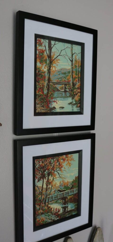 two vertical fall paintings