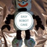 Robot Cake made with doughnut arms and legs