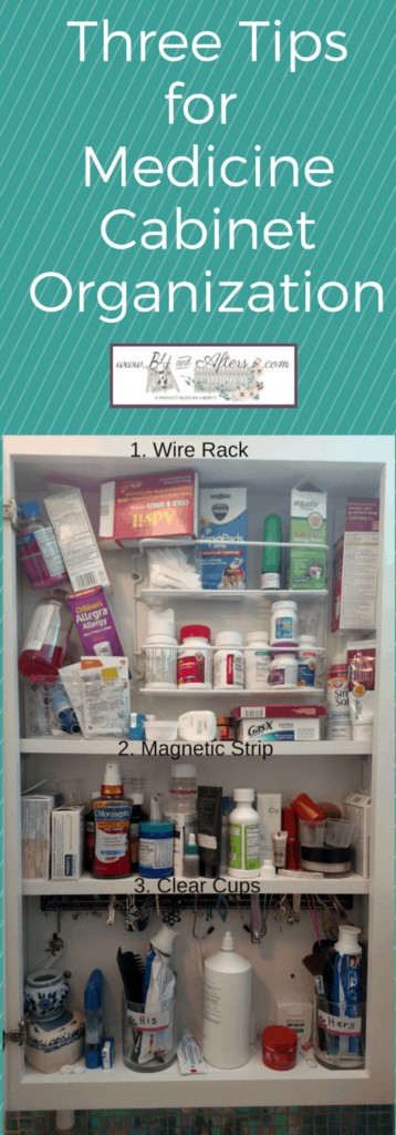 Medicine Cabinet Organization https://www.b4andafters.com graphic for medicine cabinet organization