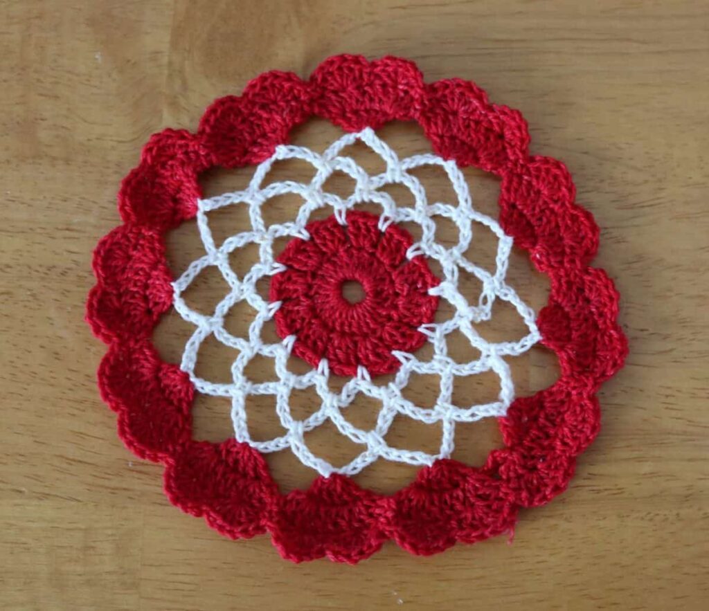 Heart Doily and a Giveaway! https://www.b4andafters.com red heart coaster