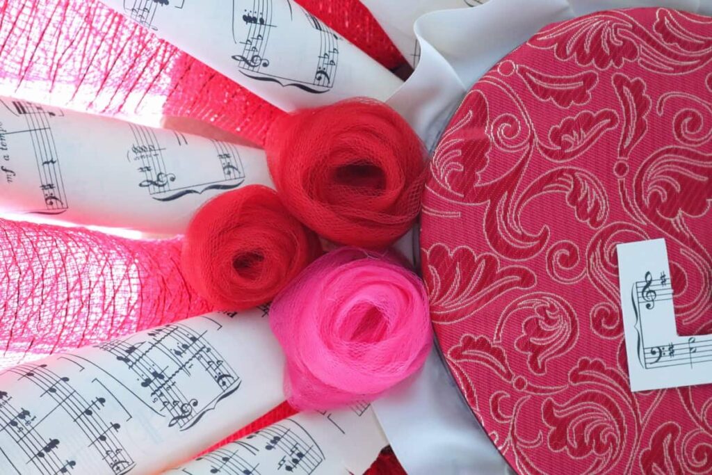 LOVE Sheet Music Wreath https://www.b4andafters.com/love-sheet-music-wreath rosettes