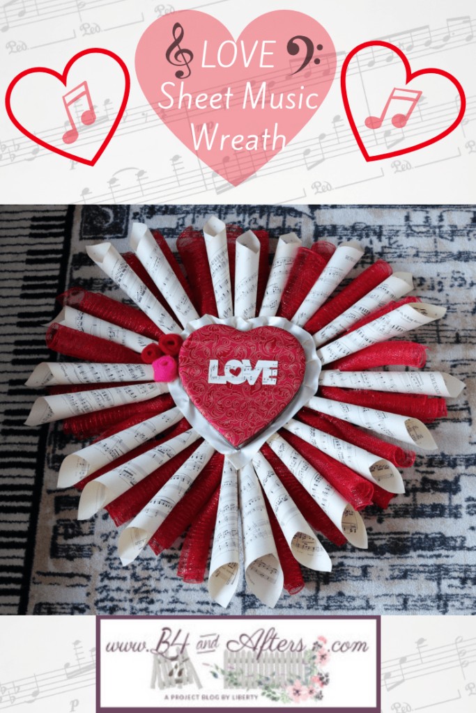 LOVE Sheet Music Wreath https://www.b4andafters.com/love-sheet-music-wreath Sheet music wreath for valentine's day