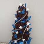 blue and white mini pine cone tree
