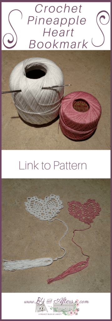 Crocheted Pineapple Heart Bookmark http://www.b4andafters.com