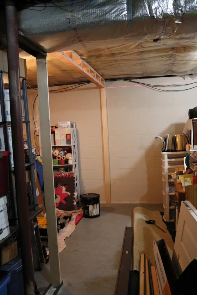 Pocket Doors in Basement Wall https://www.b4andafters.com framing basement wall