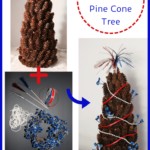 pine cone tree decorated patriotically
