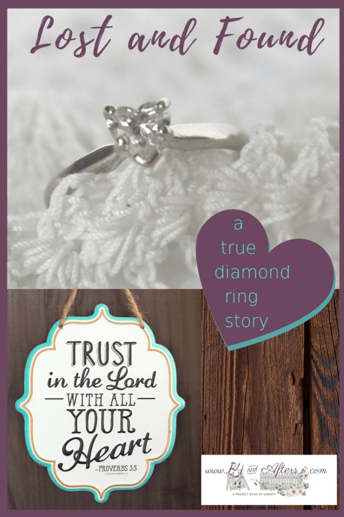 a heart shaped diamond ring with a sing that says Turst in the Lord with All your heart.