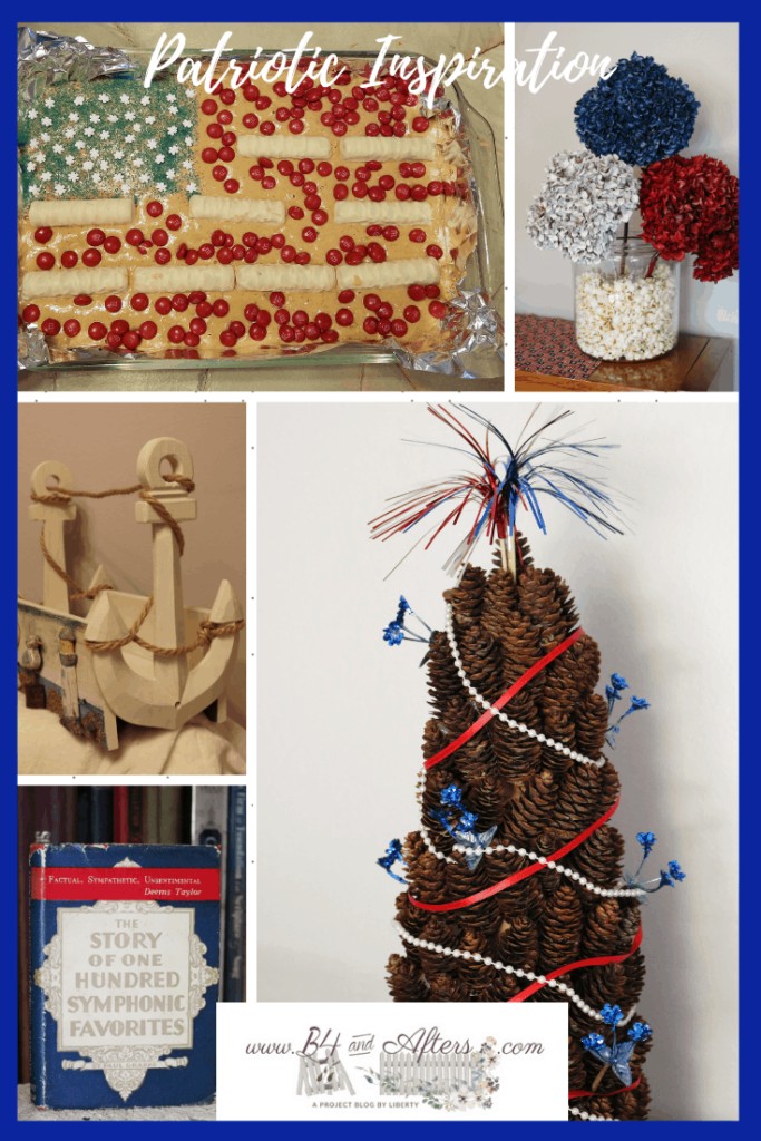 collage of red, white, and blue craft and food ideas