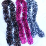 3 scarves- brown, pink, and gray with silver