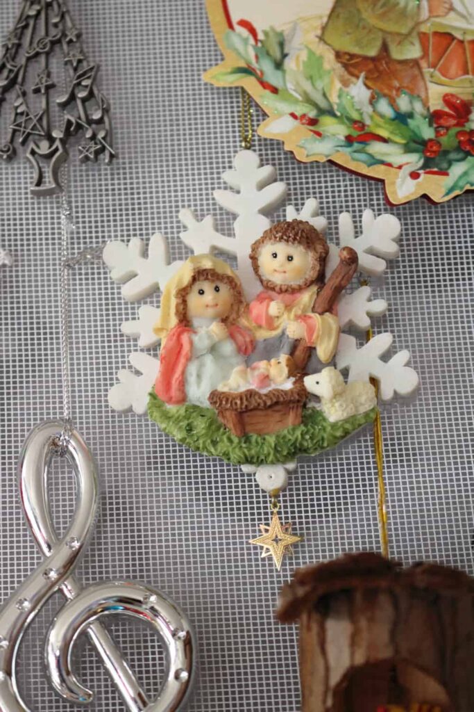 closeup of nativity ornament