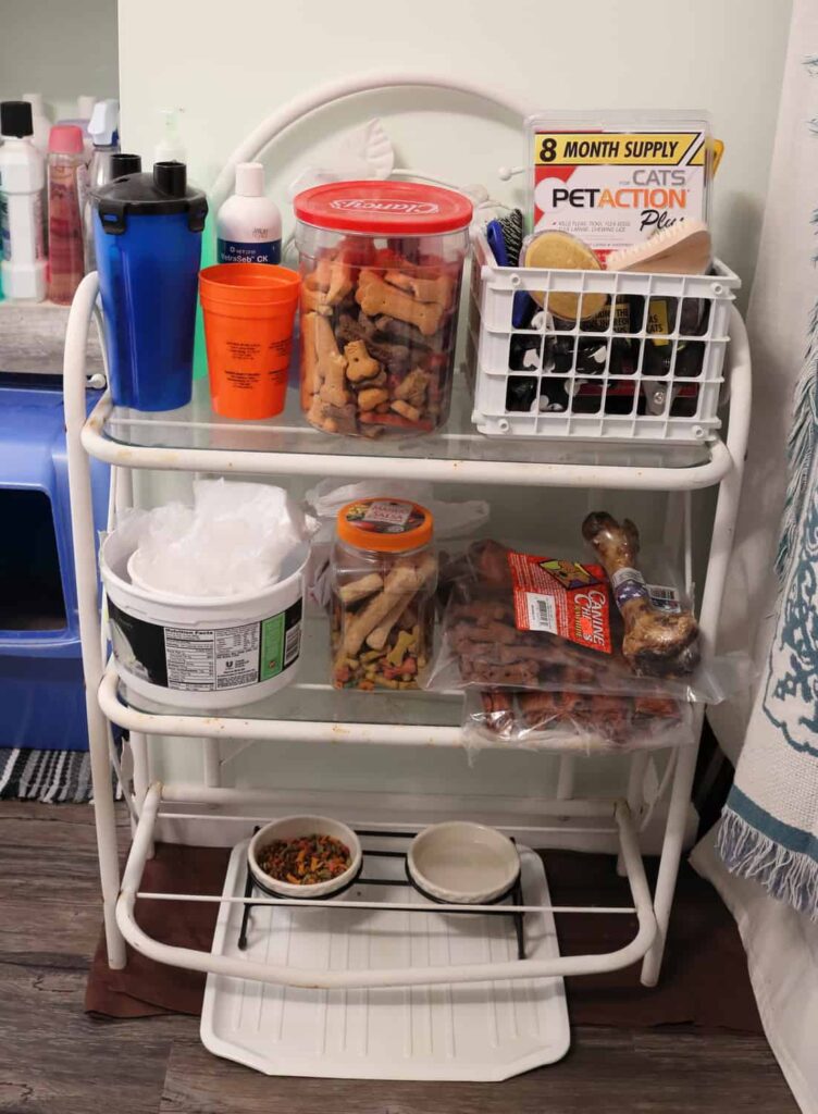 another shelf with pet supplies on it https://www.b4andafters.com/pet-supply-area