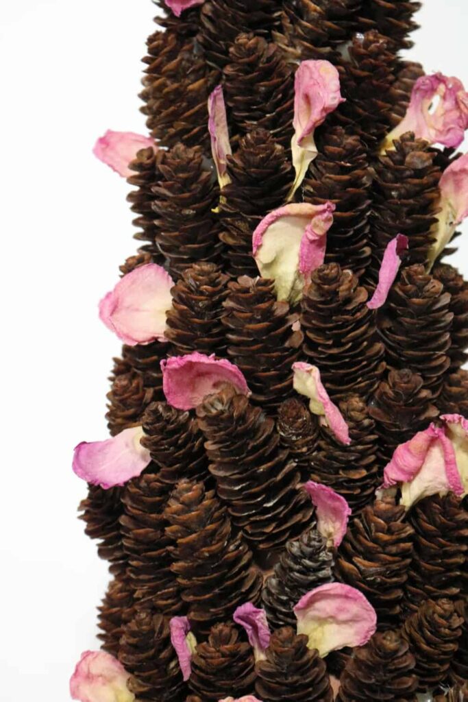 rose petals in pine cones https://www.b4andafters.com/rose-petal-garland