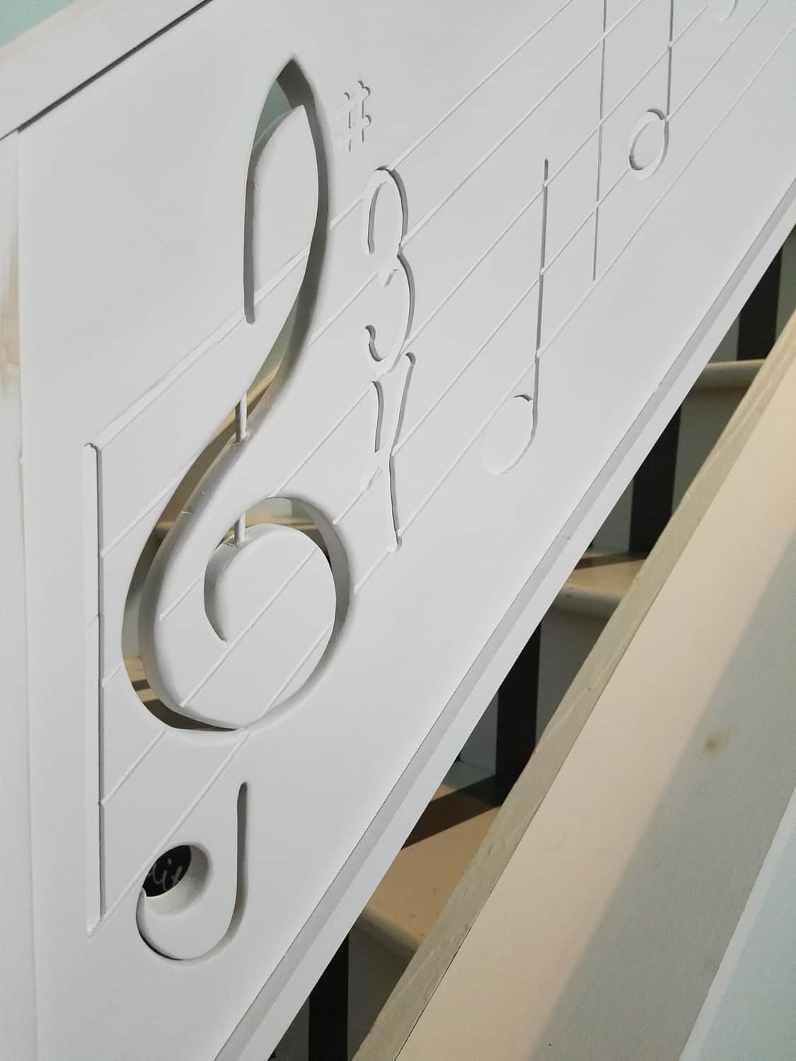 Music Notes Railing Texture Music Stair Railing – B4 and Afters Basement Custom Stair Railing