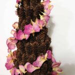 rose petal garland pine cone tree