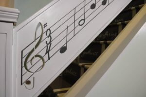 Music Stair Railing – B4 and Afters Basement Custom Stair Railing