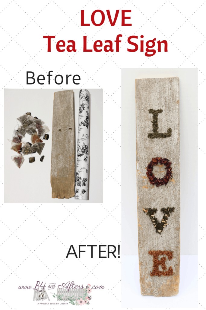 graphic for before and after of tea leaf LOVE sign