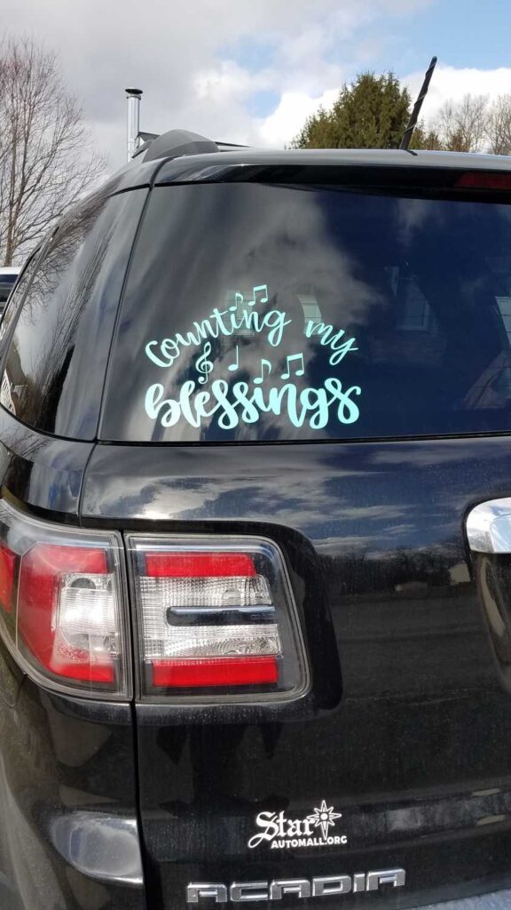 Counting my Blessings window sticker